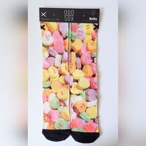 Odd Sox CANDY HEART Crew Socks Fits Sizes 6-13 NWT